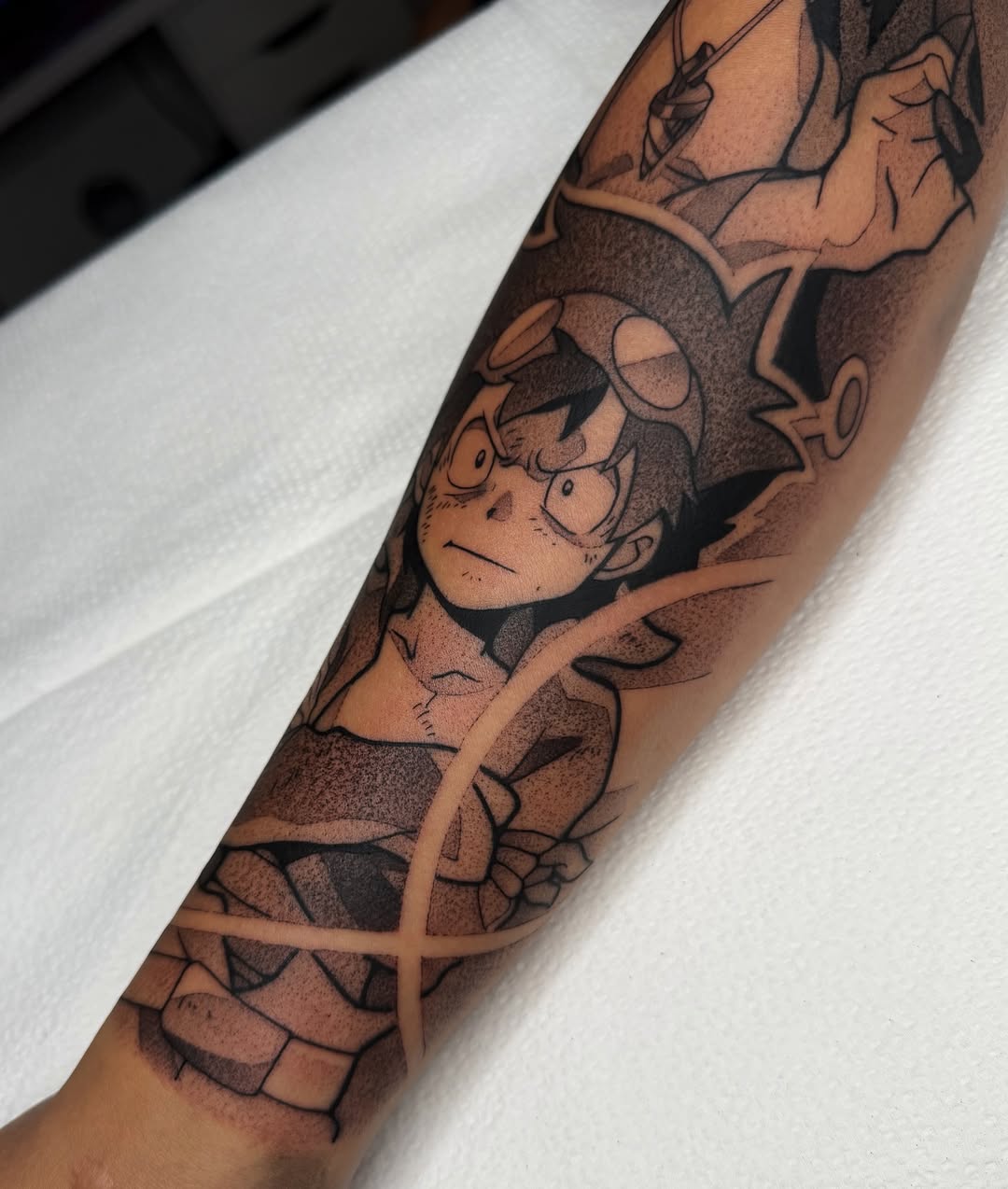Tattoo by @z__tattoos — anime, dotwork