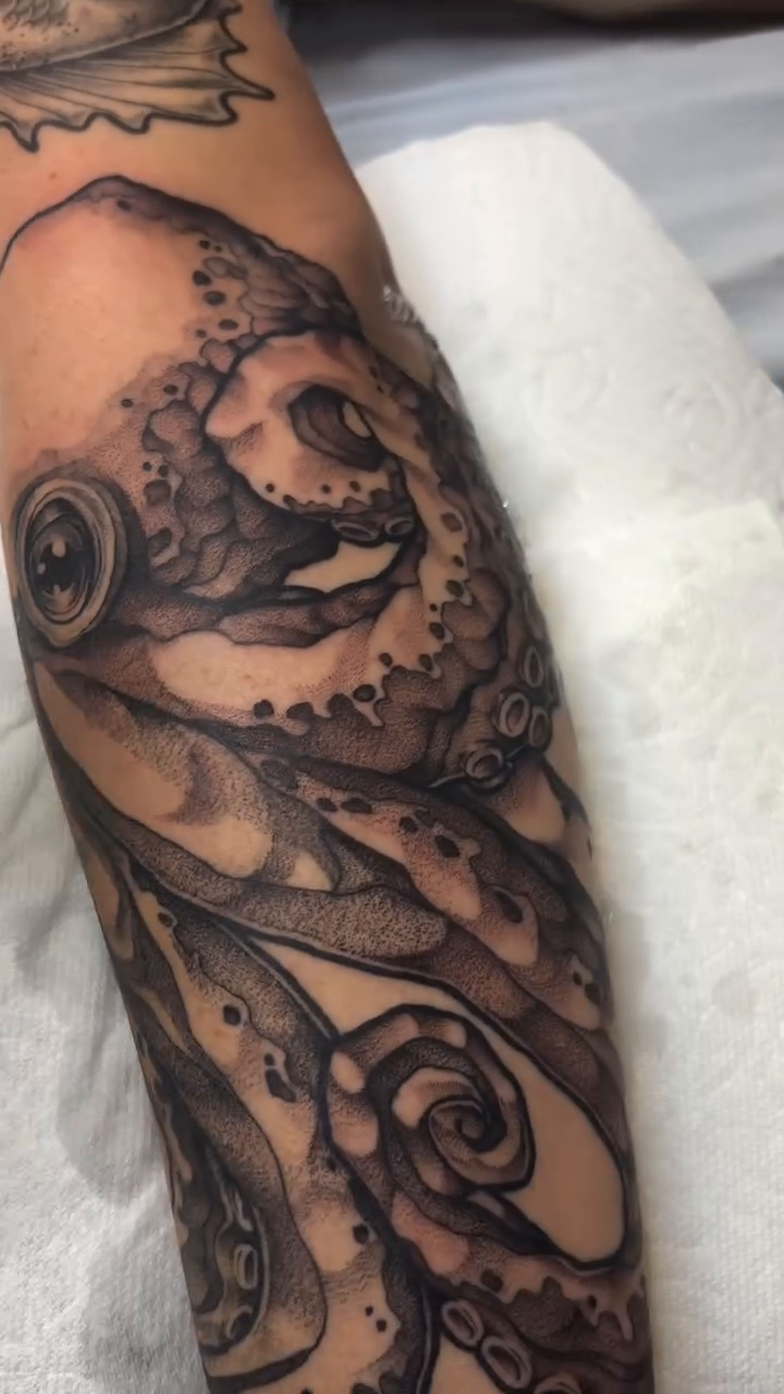 Tattoo by @rachelfostertattoos — illustrative, black_and_grey