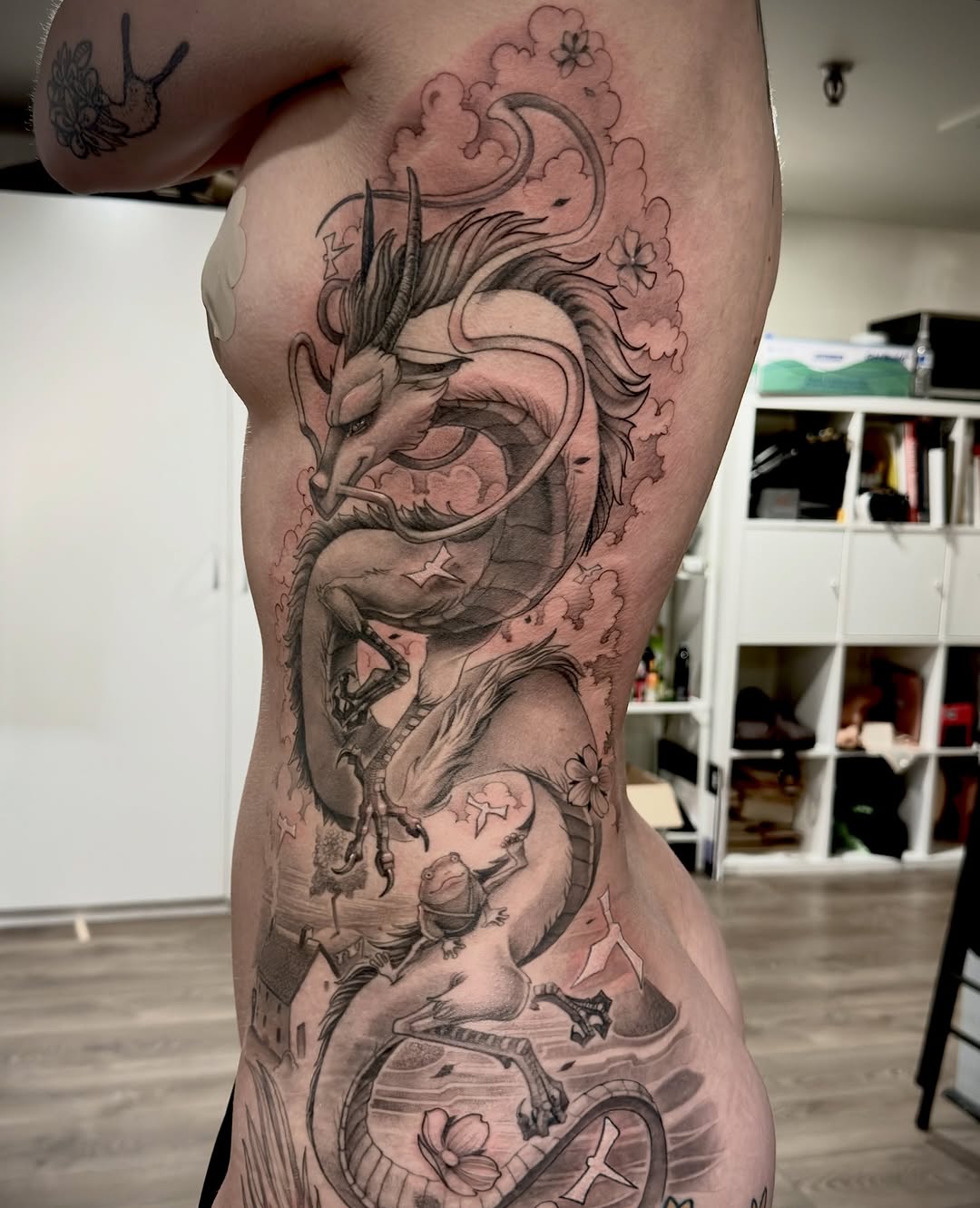 Tattoo by @bollingerart — anime, black_and_grey