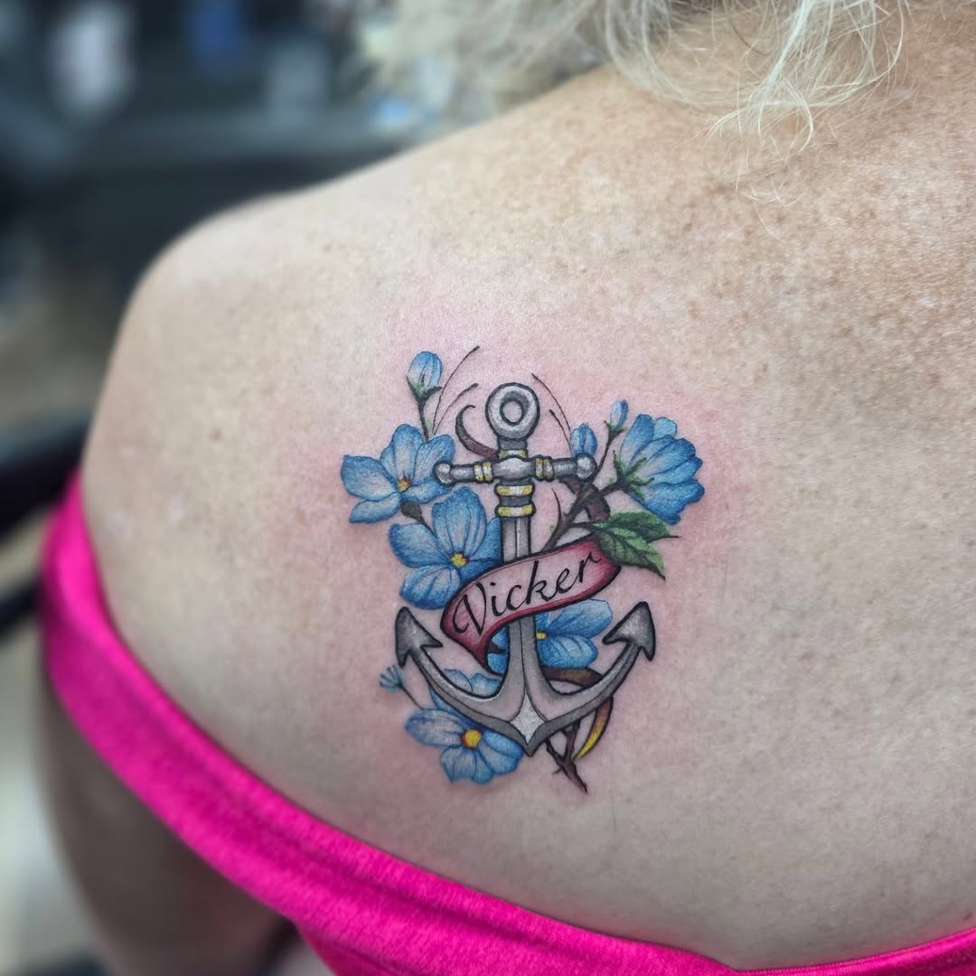 Tattoo by @lizzywiglz — american_traditional, lettering_script