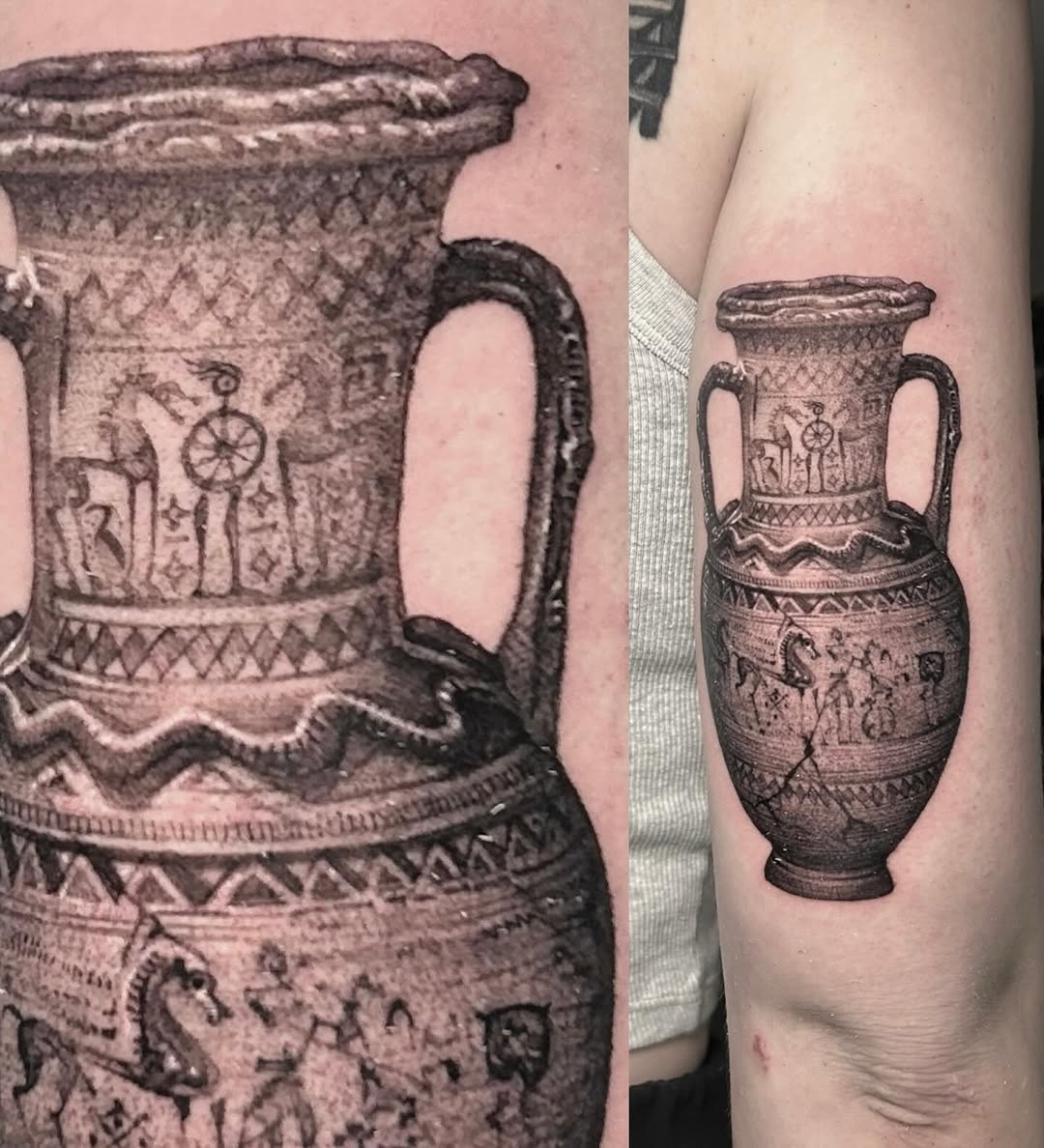 Tattoo by @roveink — black_and_grey, realism