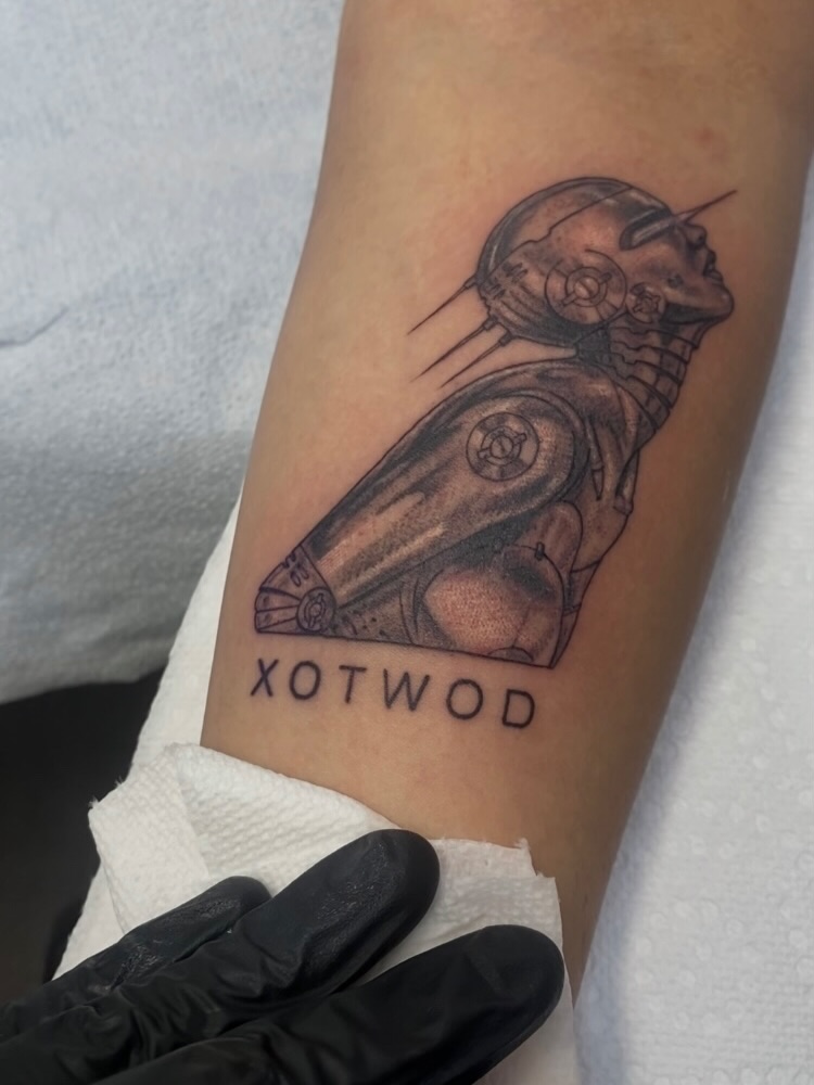 Tattoo by @clarenceworley — realism, lettering_script