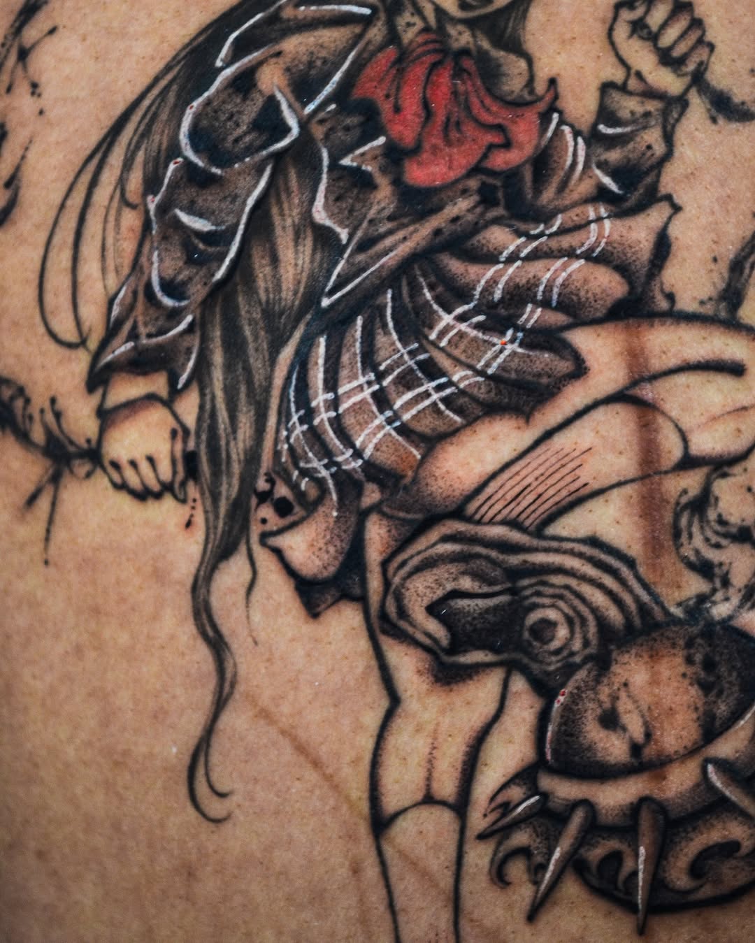 Tattoo by @wedbecutetattooed — illustrative, black_and_grey