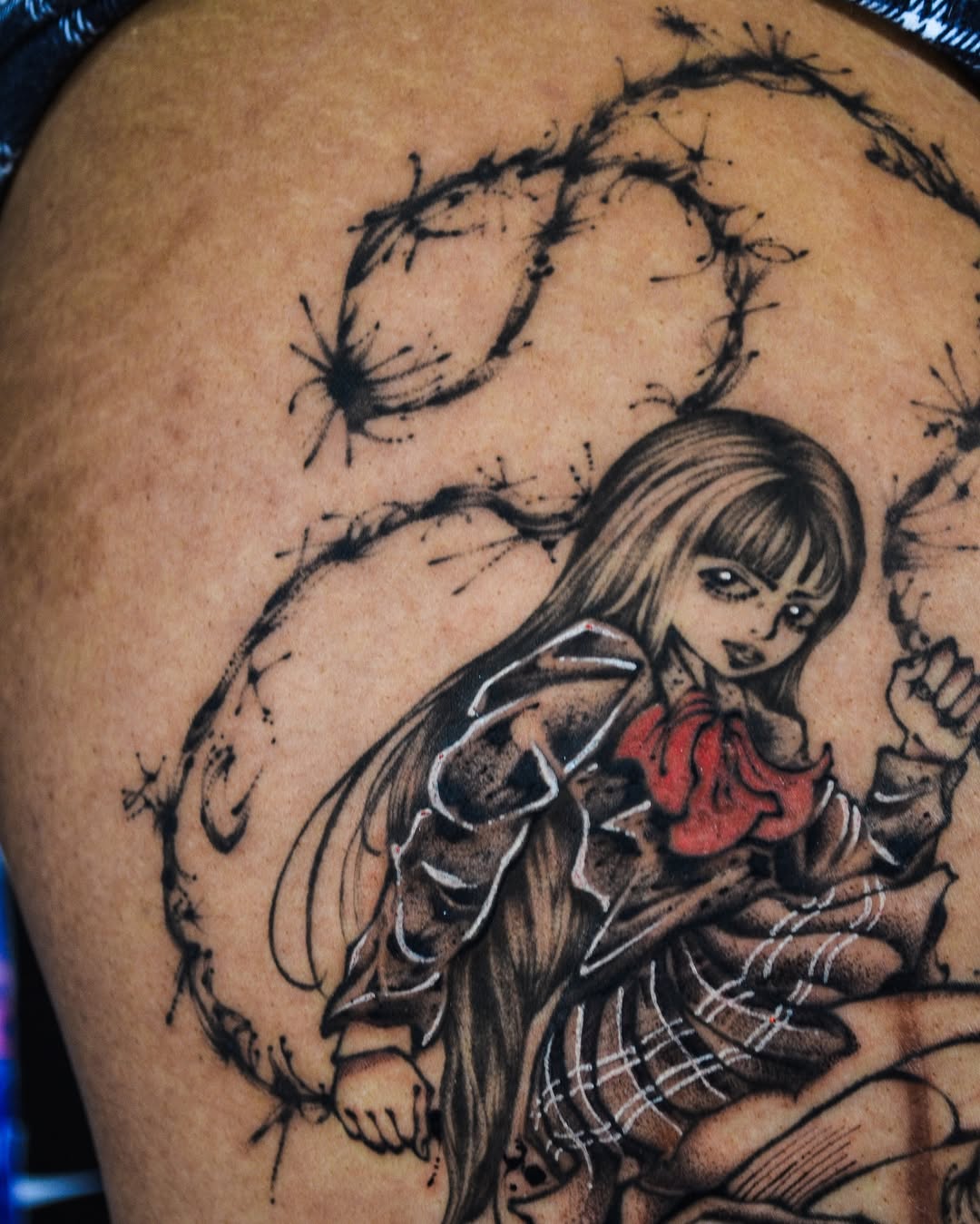 Tattoo by @wedbecutetattooed — illustrative, black_and_grey