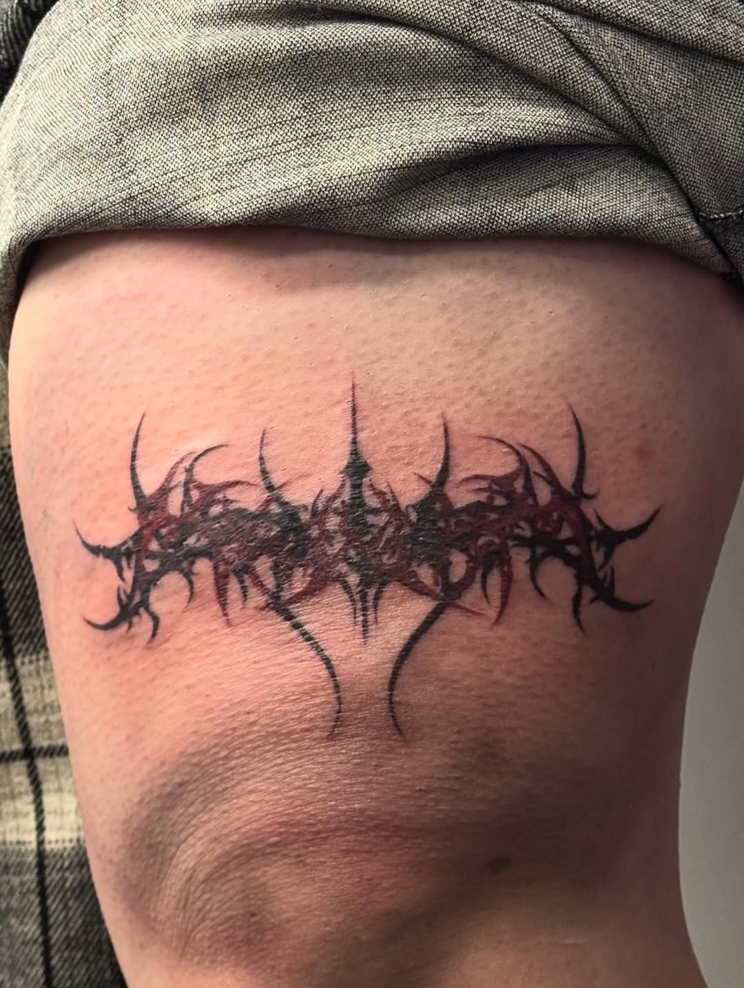 Tattoo by @markedbyyvonne — blackwork, trash_polka