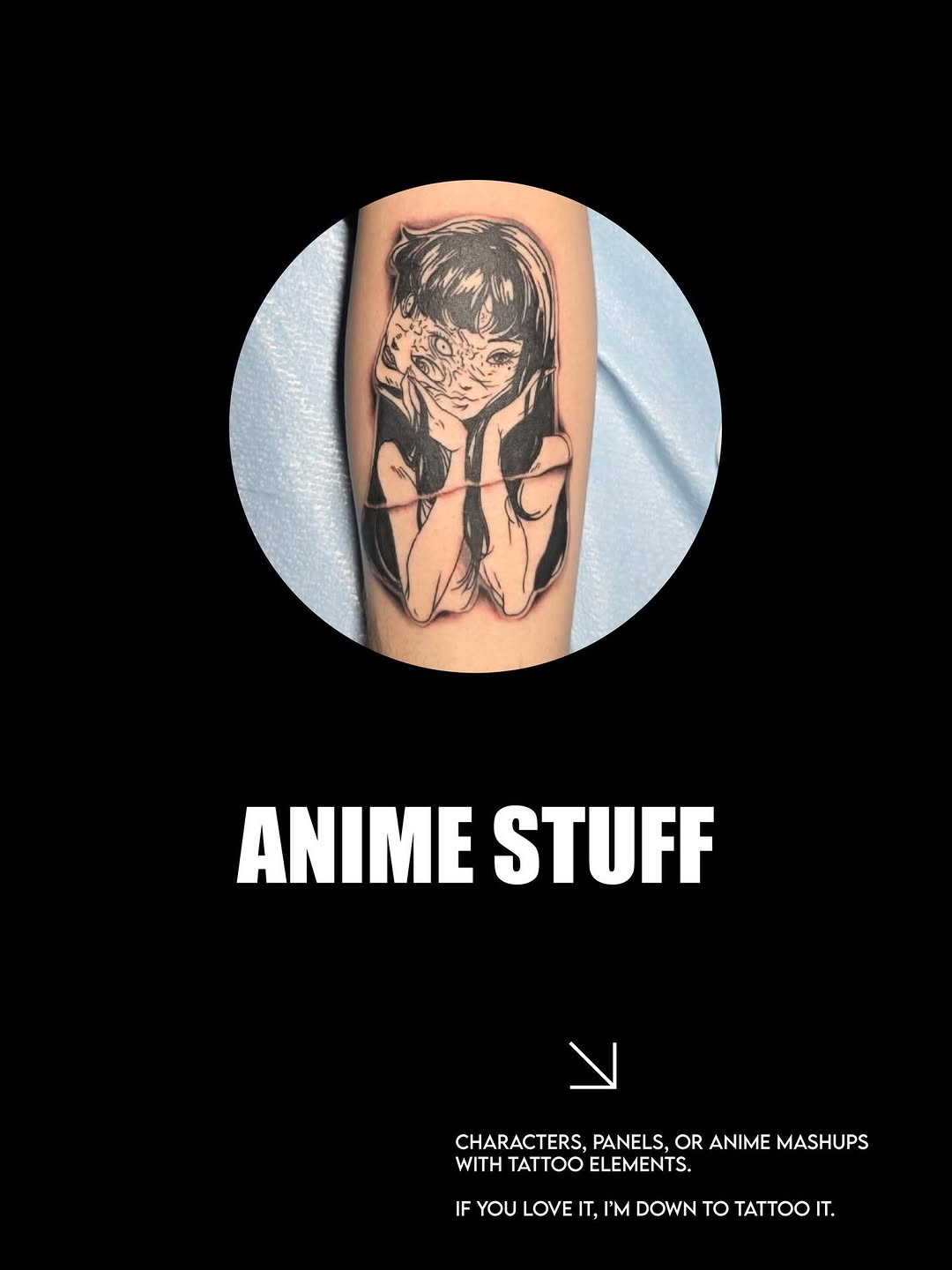 Tattoo by @bcostonink — anime, black_and_grey