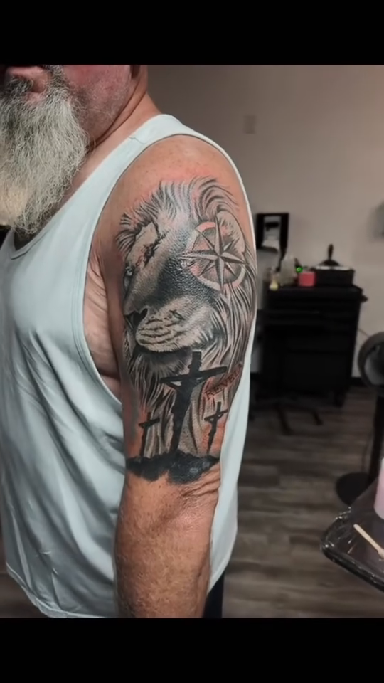 Tattoo by @tattoos_by_brett — realism, black_and_grey