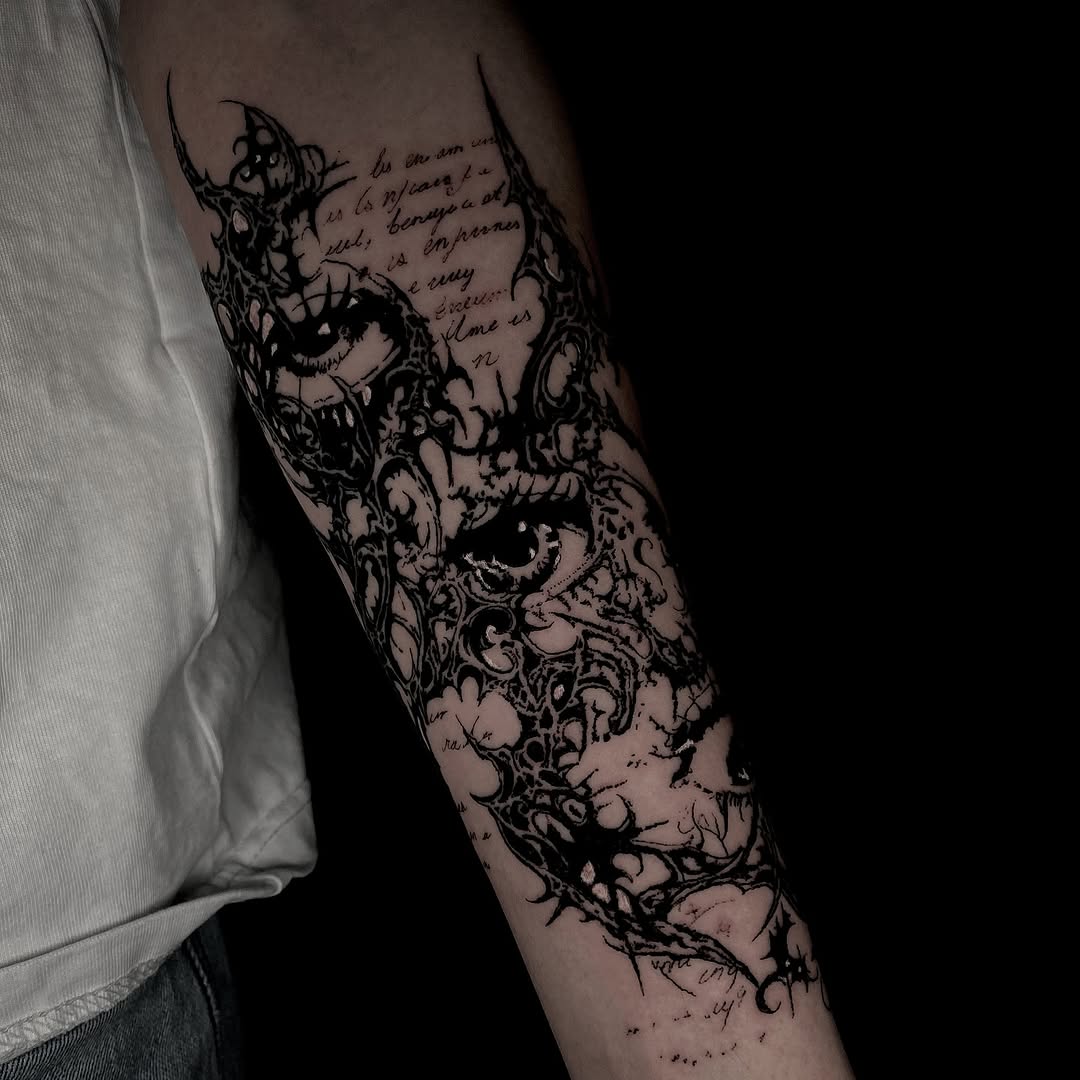 Tattoo by @blackworkbenz — blackwork, dark_realism