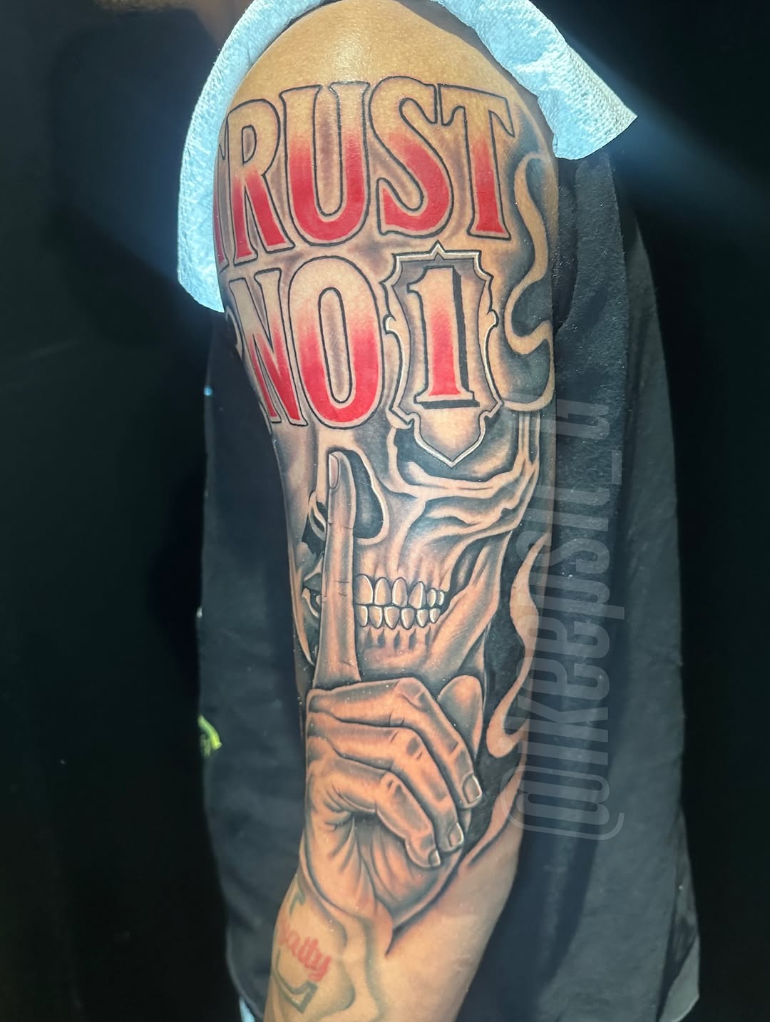 Tattoo by @ikeepsit_g — lettering_script, black_and_grey