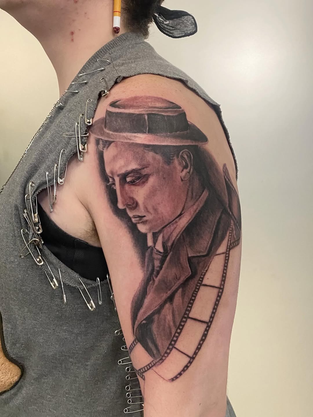 Tattoo by @rustyindigotattoo — realism, black_and_grey