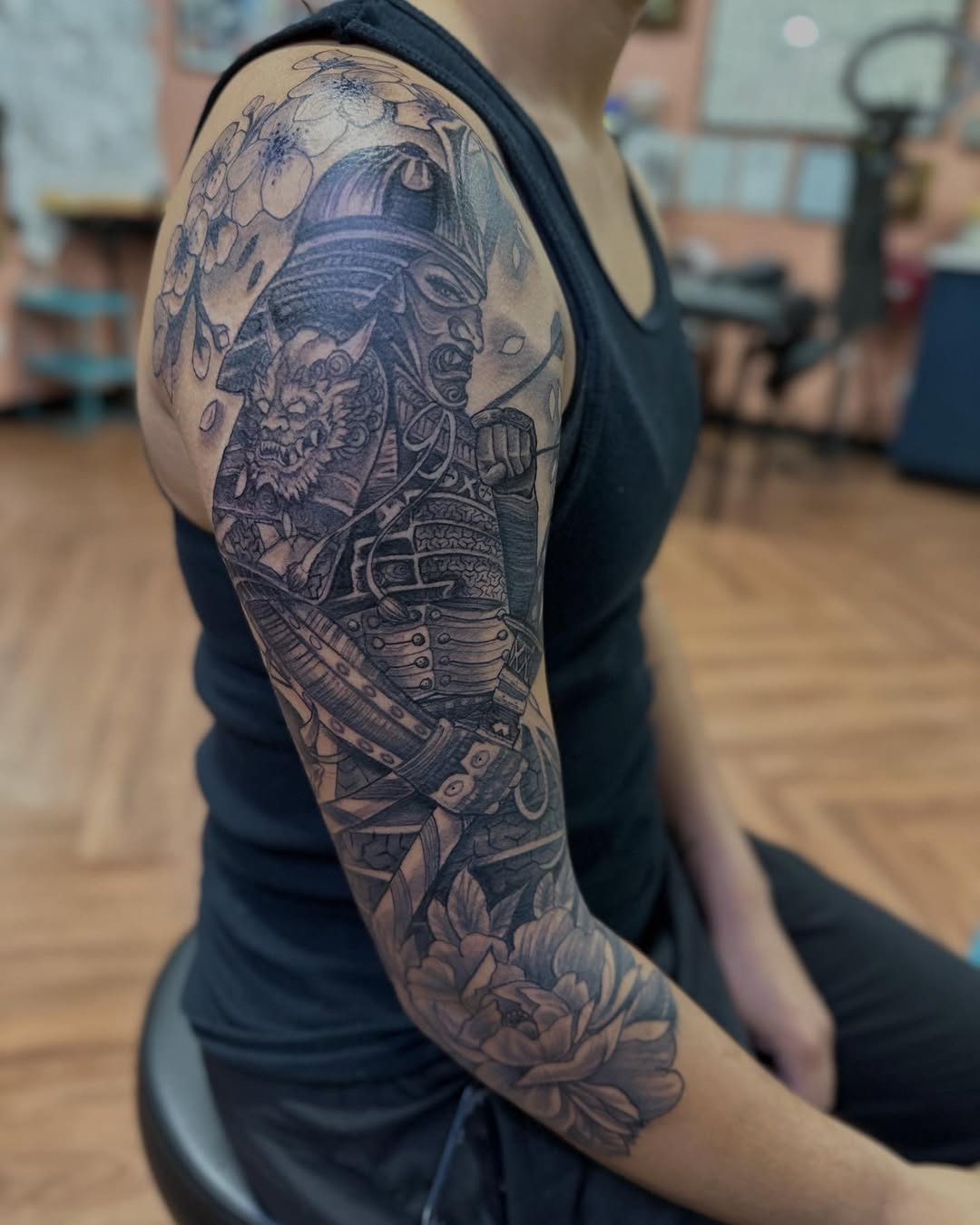 Tattoo by @mathildy — japanese_irezumi, black_and_grey