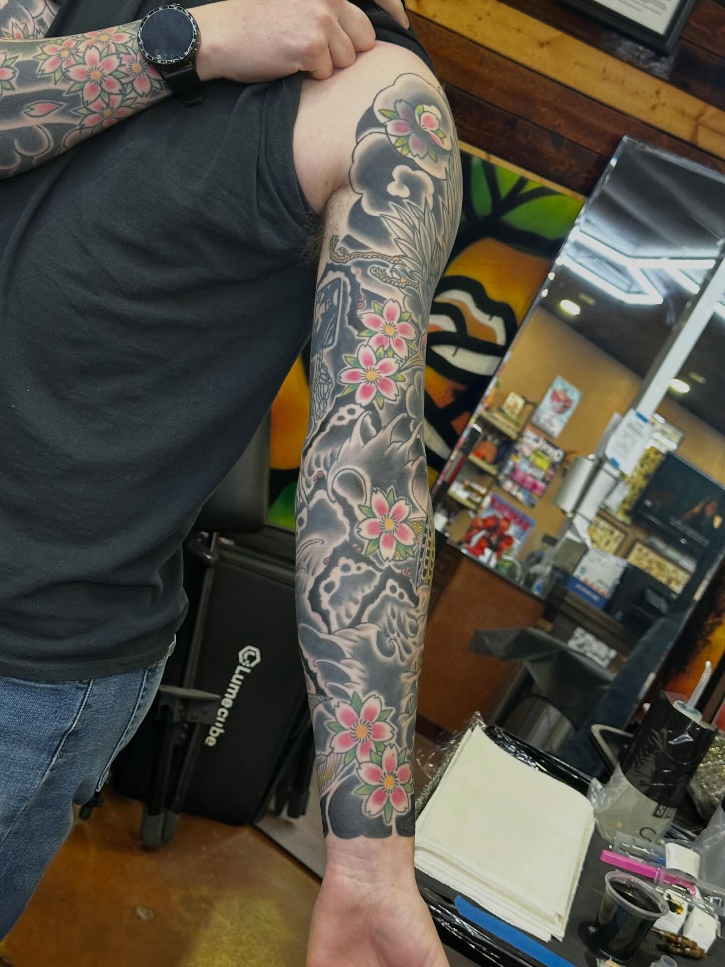 Tattoo by @sailorsushi_ — japanese_irezumi, black_and_grey