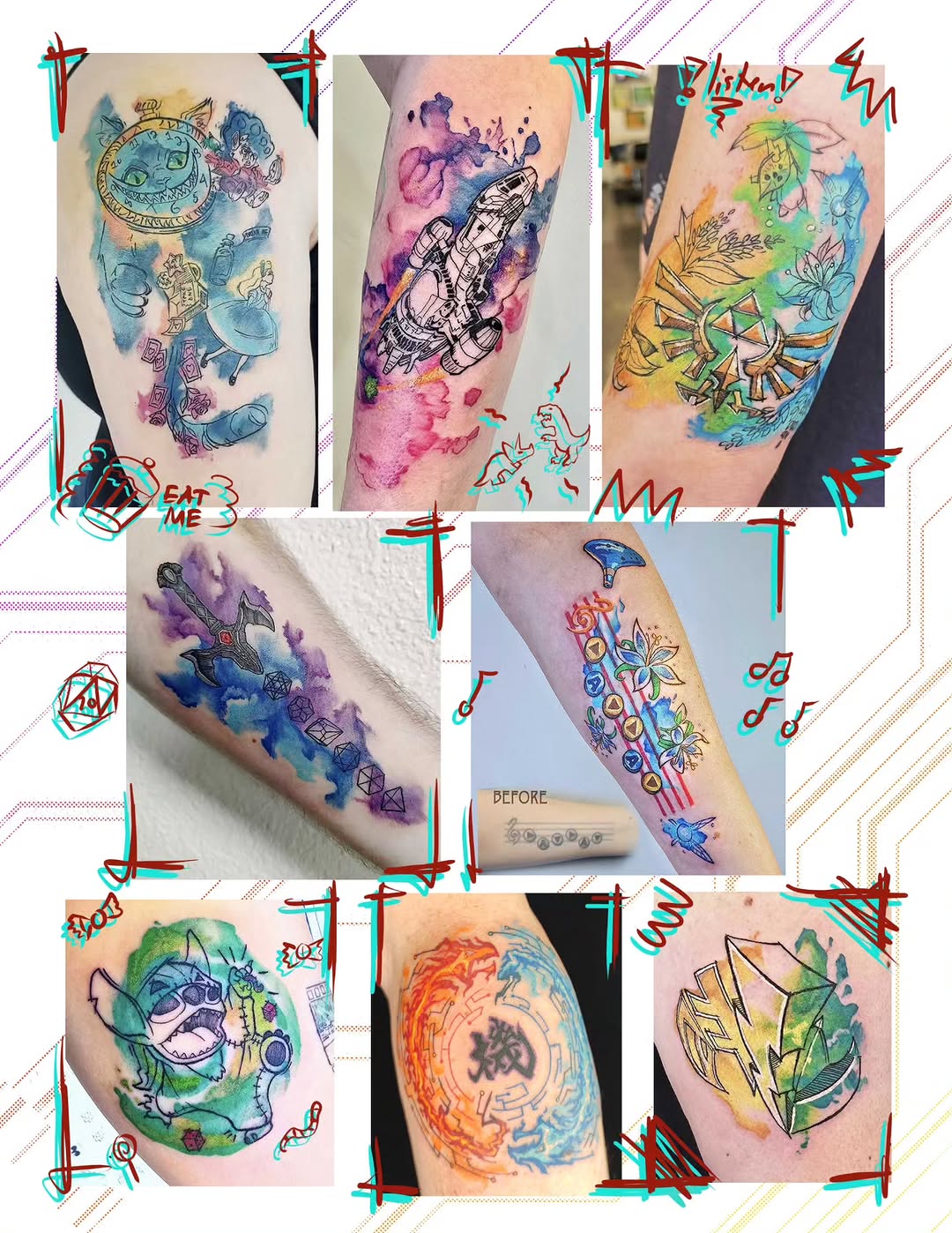 Tattoo by @dragonrock_tattoos — watercolor, anime