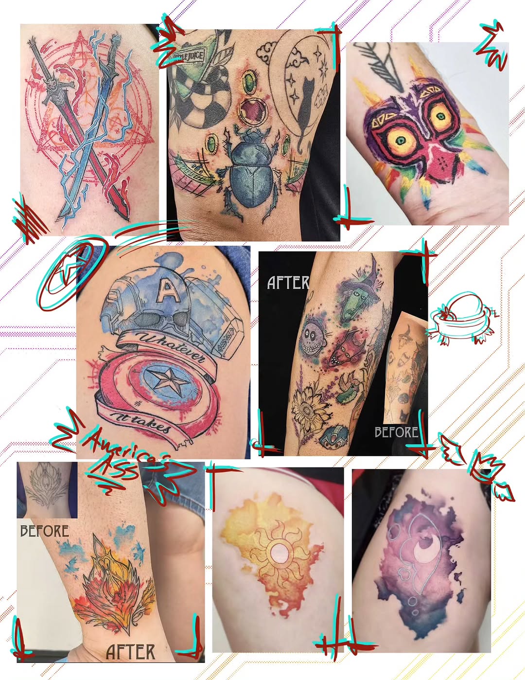 Tattoo by @dragonrock_tattoos — watercolor, anime