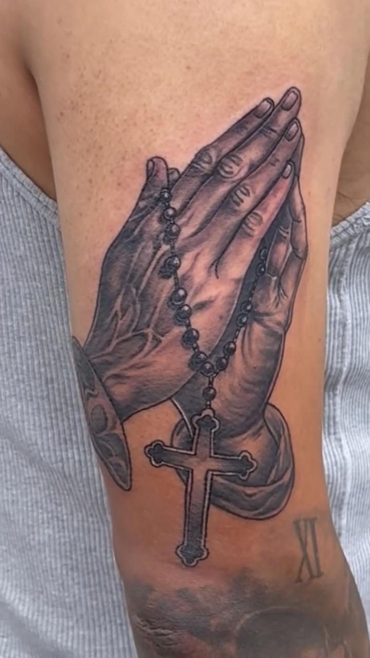 Tattoo by @thecatrinaink — black_and_grey, realism