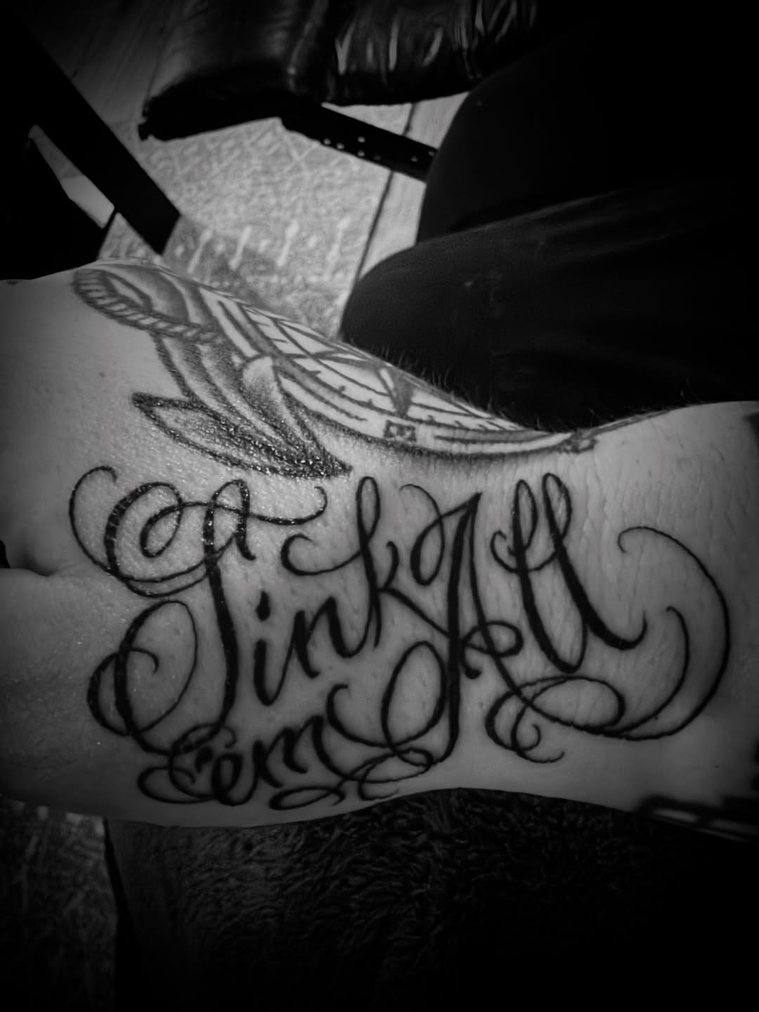 Tattoo by @tattoosbyanna — lettering_script, chicano
