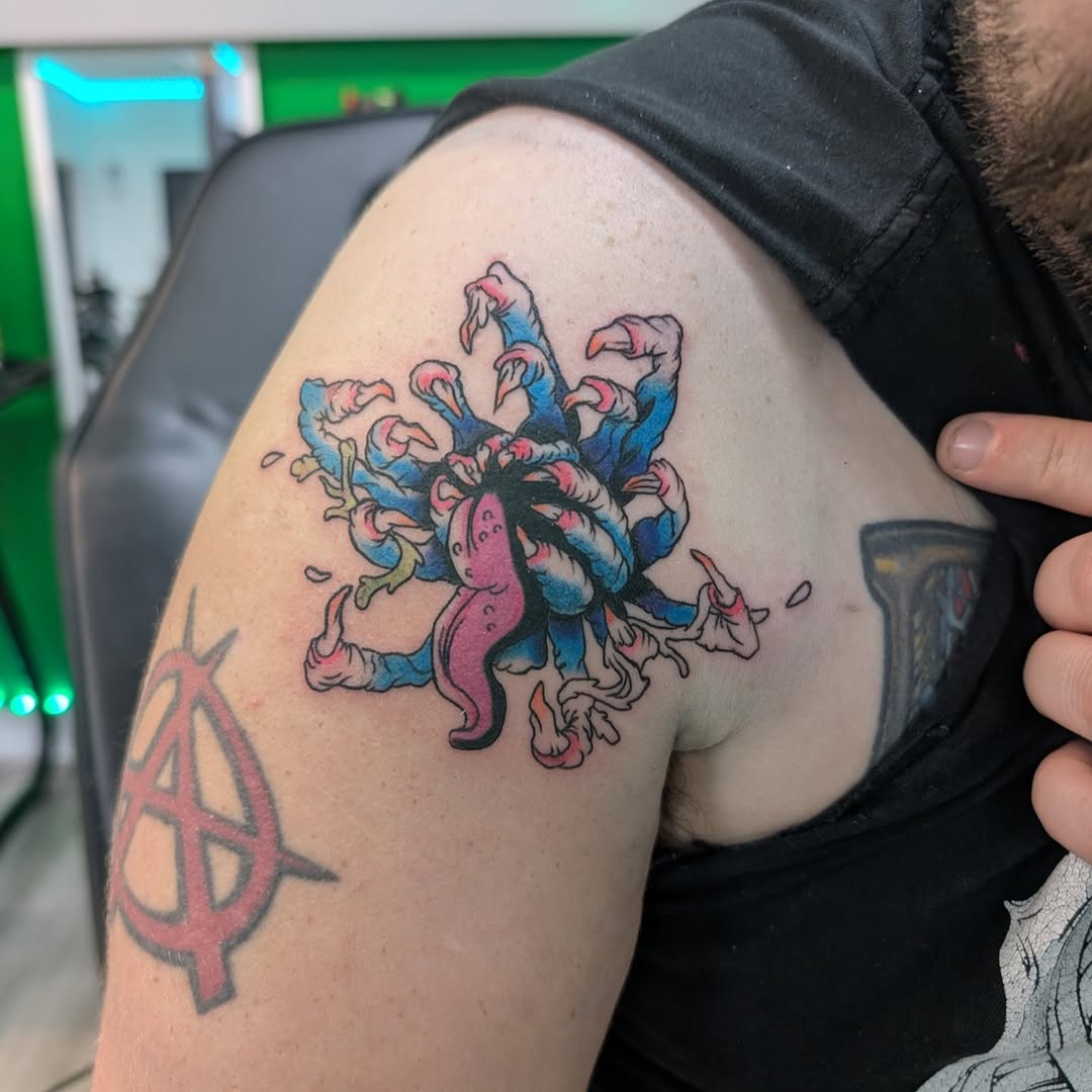 Tattoo by @poked.protein — new_school