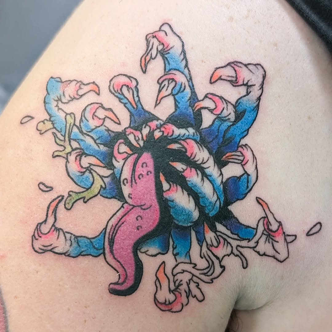 Tattoo by @poked.protein — new_school