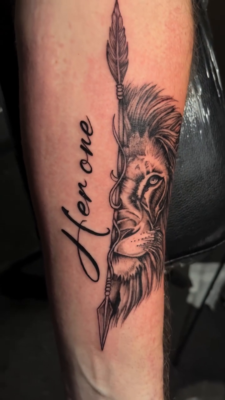 Tattoo by @beasttexas_studios — lettering_script, realism