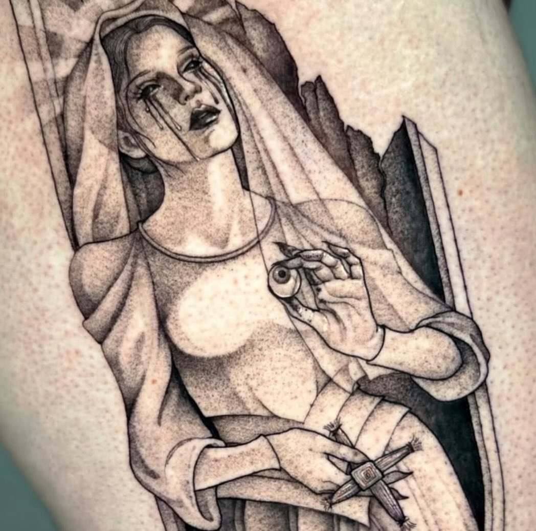 Tattoo by @grimmyweep — dark_realism, dotwork