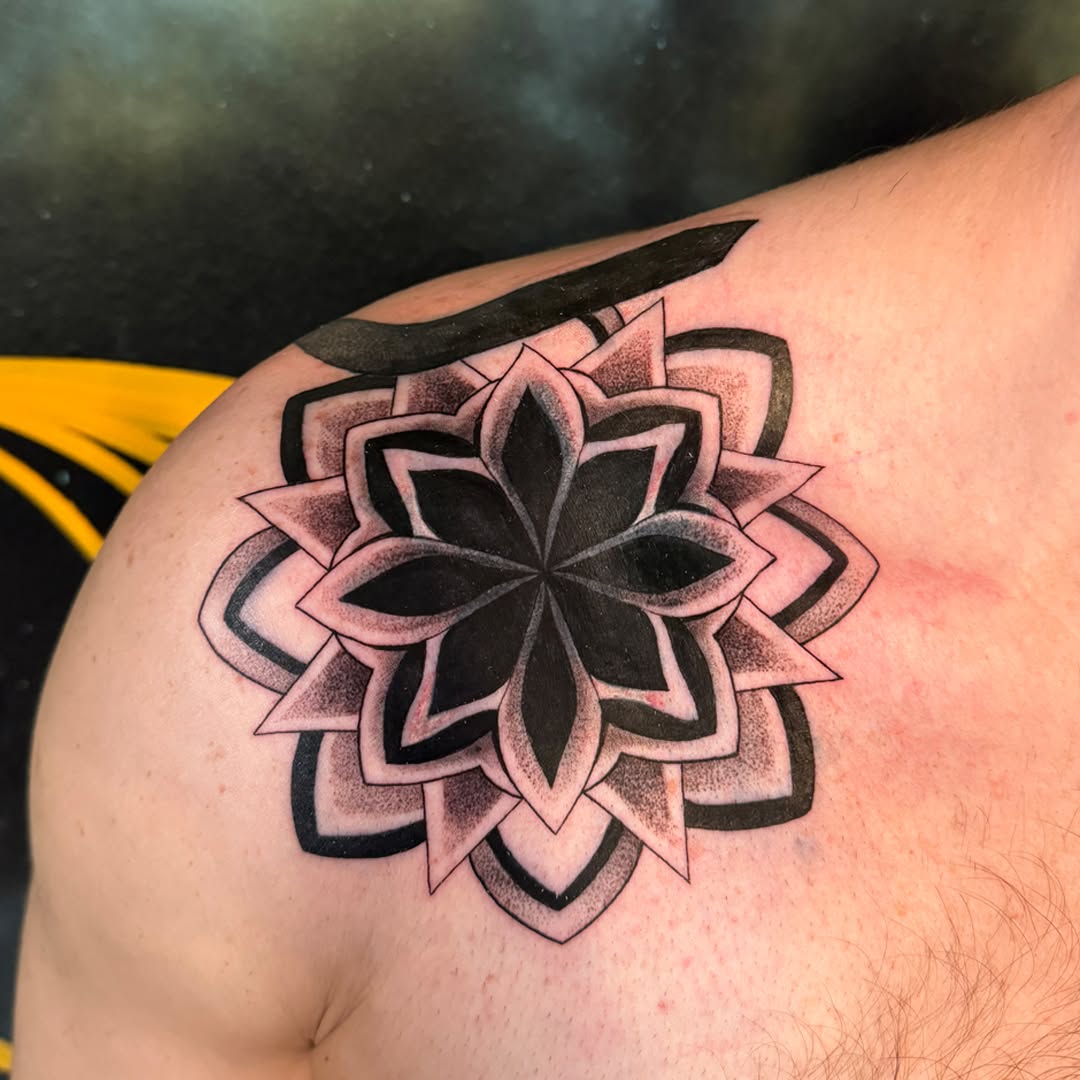 Tattoo by @brikrangeltattoo — geometric, dotwork