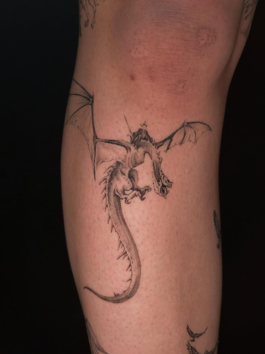 Tattoo by @mae.tattoo — black_and_grey, illustrative