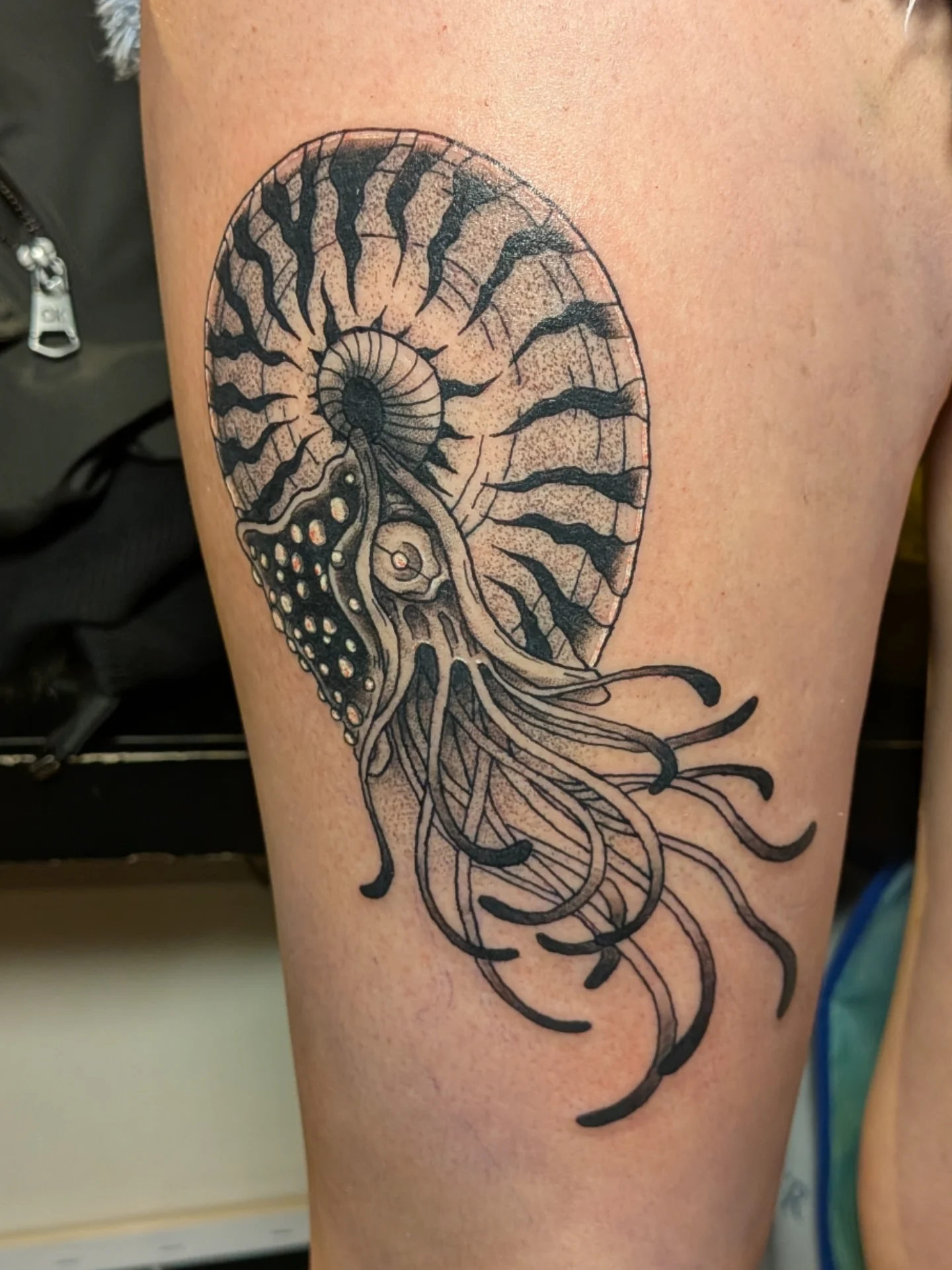 Tattoo by @damondemonink β black_and_grey, dotwork