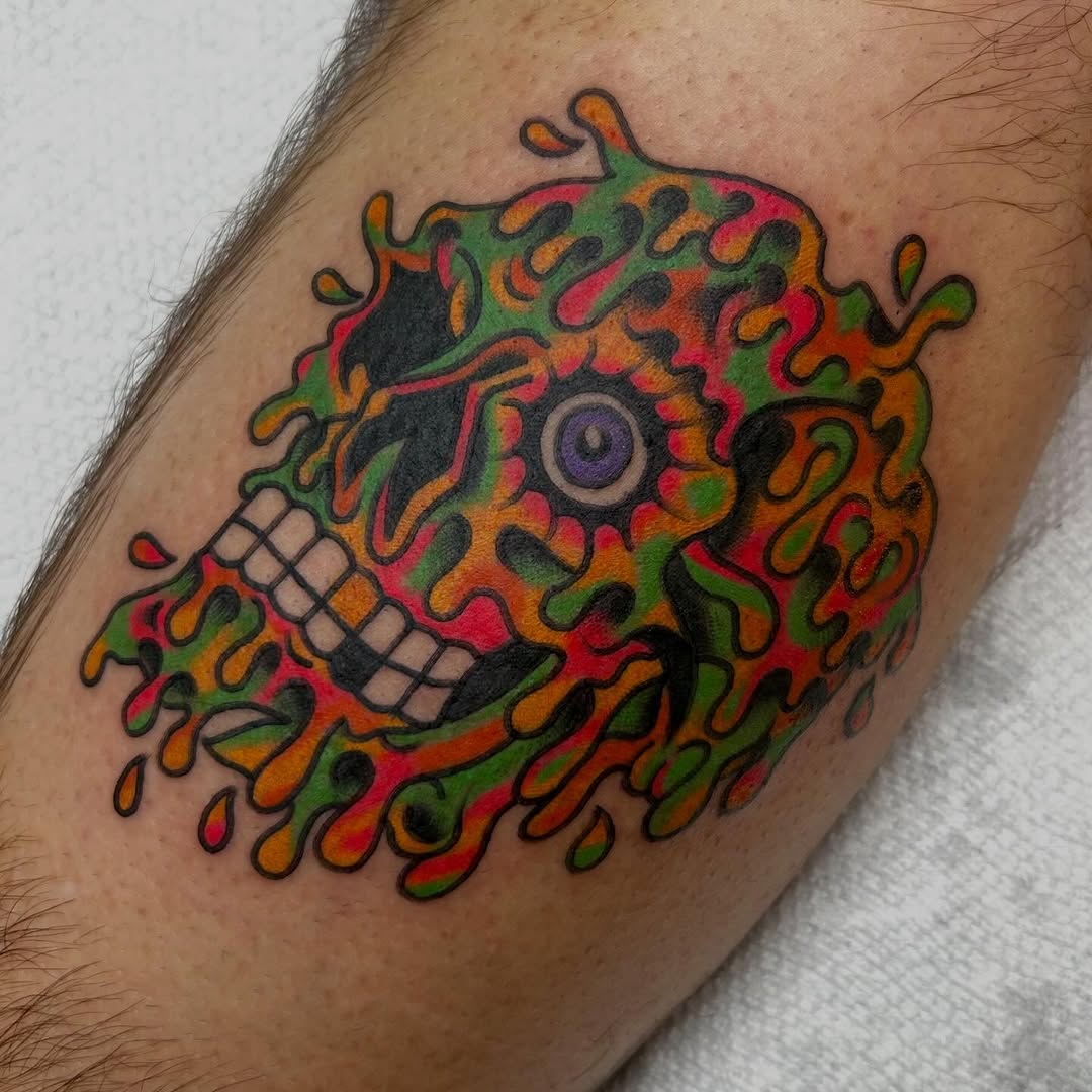 Tattoo by @bubblegum.lei — new_school, trash_polka