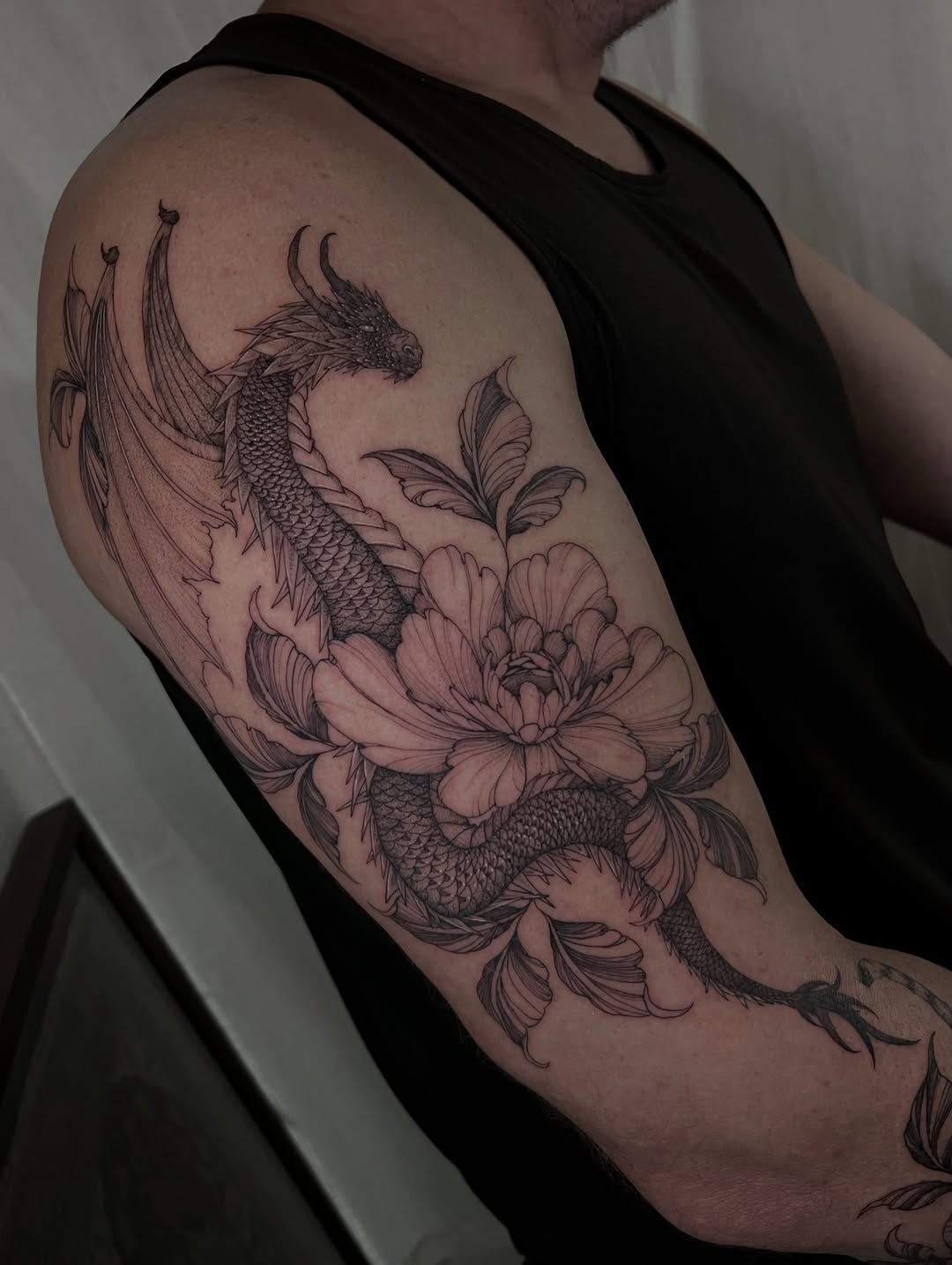 Tattoo by @inkbyjustene โ japanese_irezumi, black_and_grey