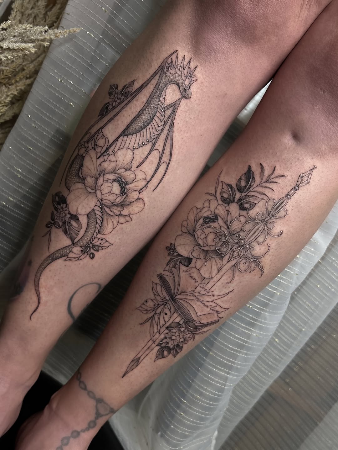 Tattoo by @inkbyjustene โ fine_line, black_and_grey