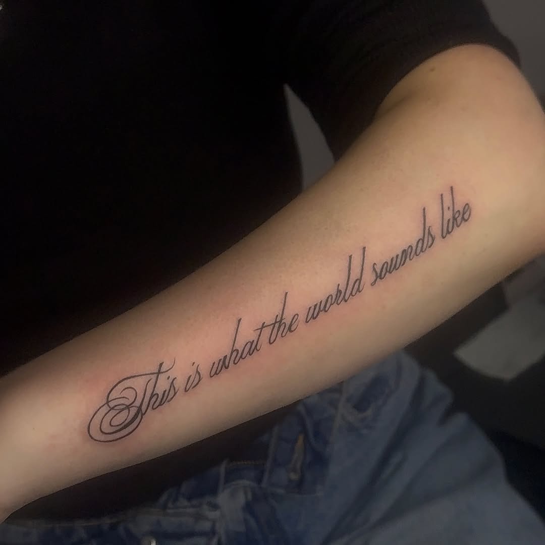 Tattoo by @inkedbycaiah โ lettering_script, fine_line