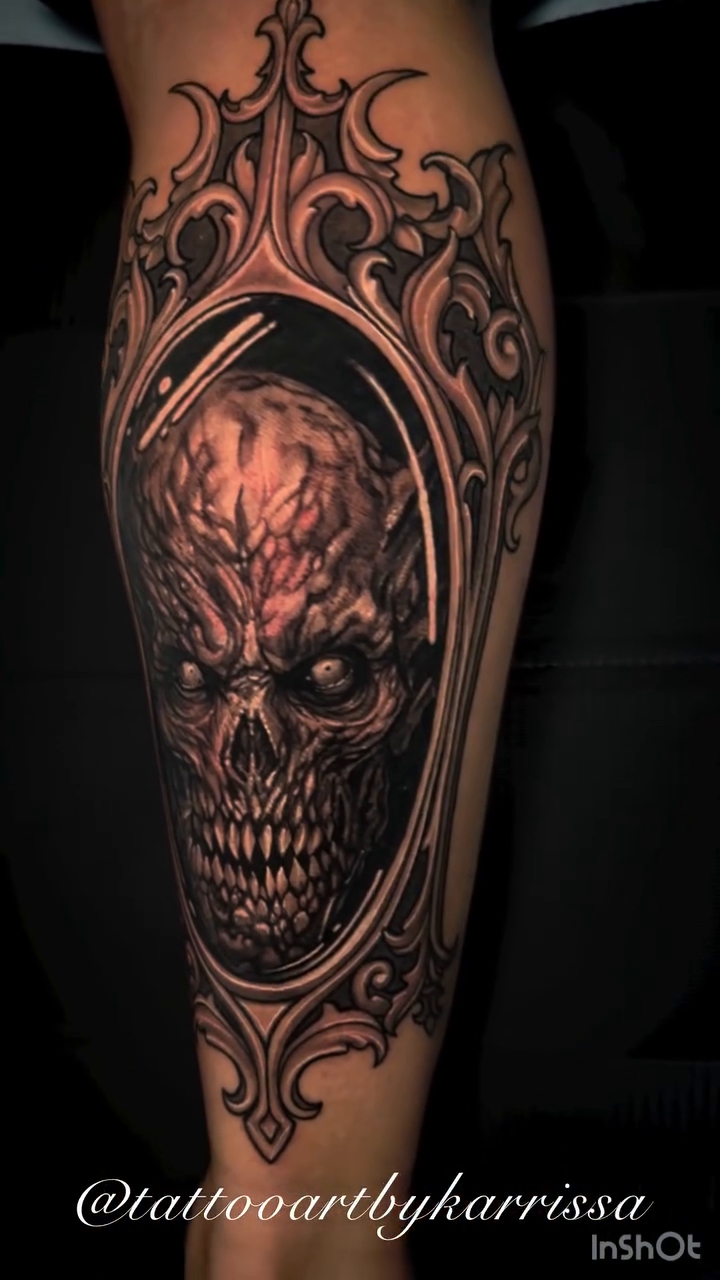 Tattoo by @karrissastitttattoos — dark_realism, ornamental