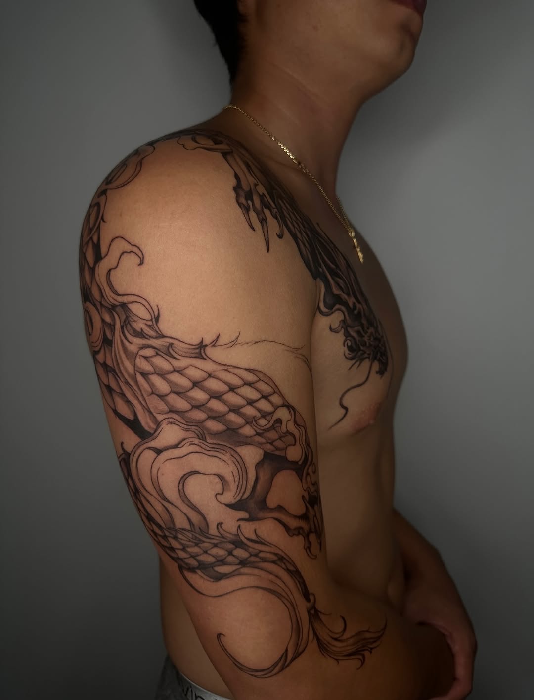 Tattoo by @art_lllex — japanese_irezumi, black_and_grey