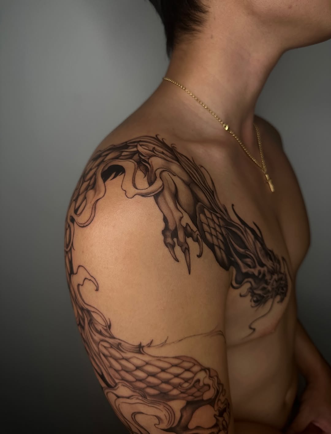 Tattoo by @art_lllex — japanese_irezumi, black_and_grey
