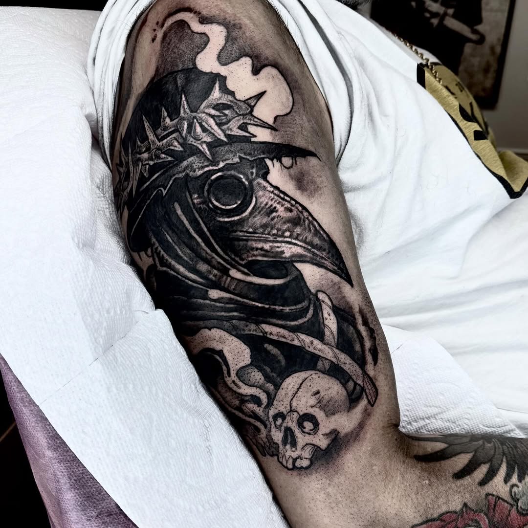 Tattoo by @briwalkertattoos — dark_realism, blackwork