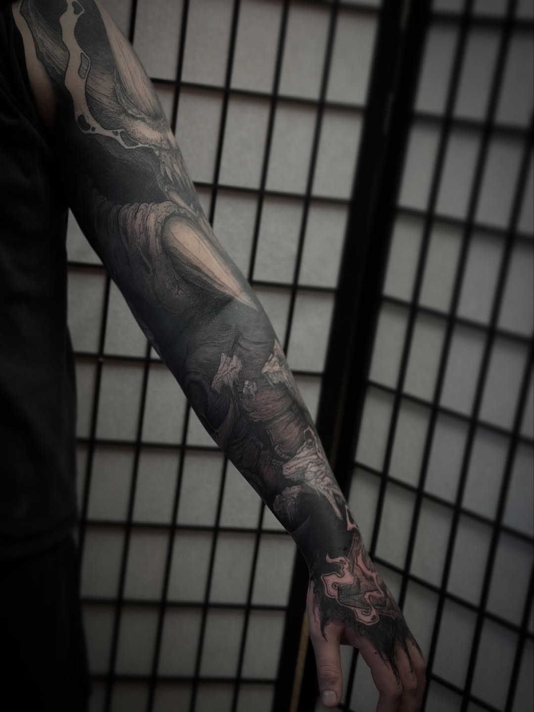 Tattoo by @carnivorousfx — black_and_grey, dark_realism