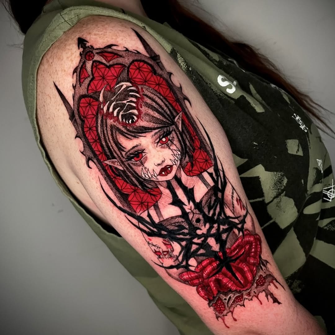 Tattoo by @katstattooth β dark_realism, blackwork
