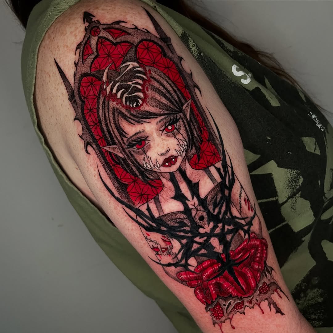 Tattoo by @katstattooth β dark_realism, blackwork