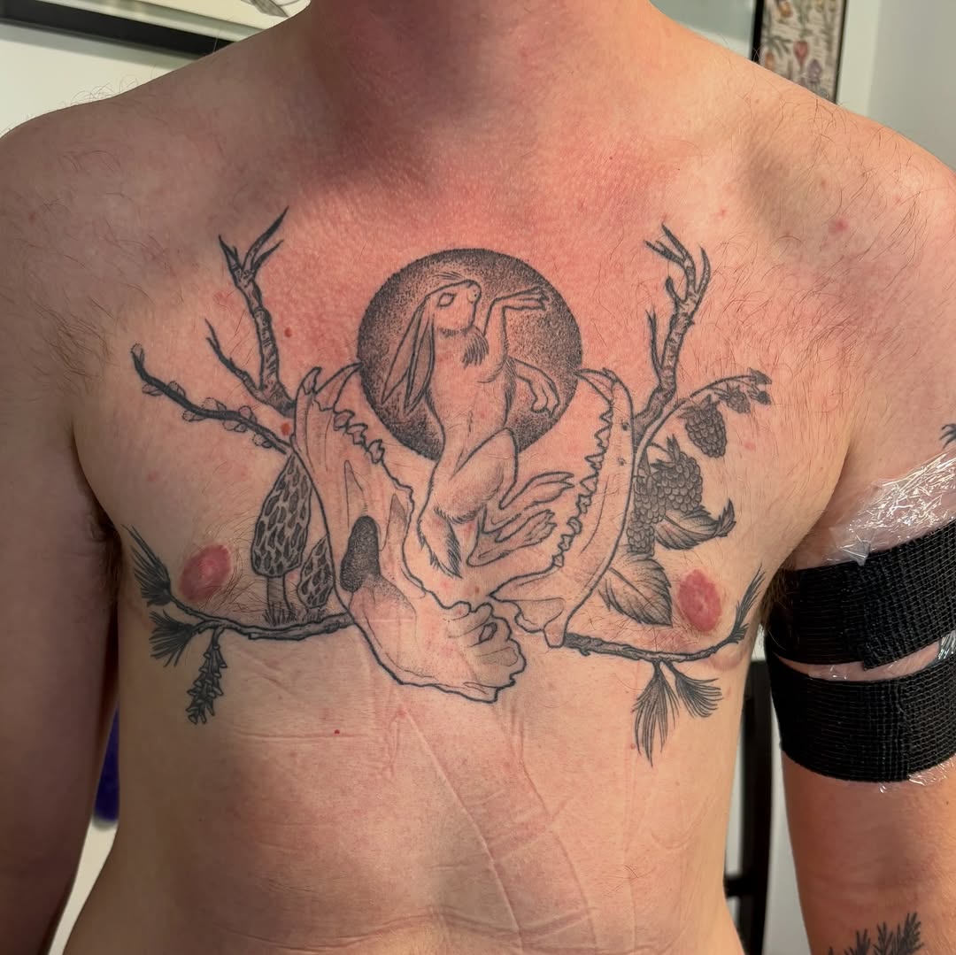 Tattoo by @birchbeast — black_and_grey, dotwork