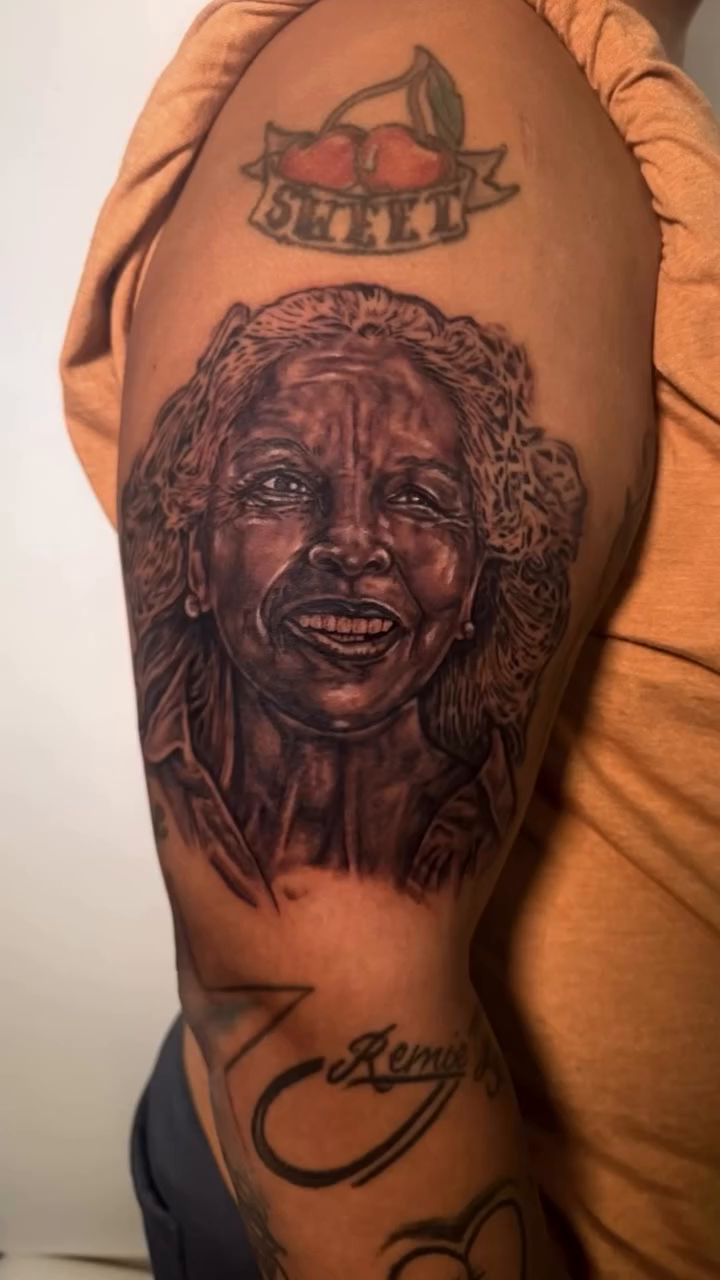 Tattoo by @custard1992tattoos — realism, black_and_grey