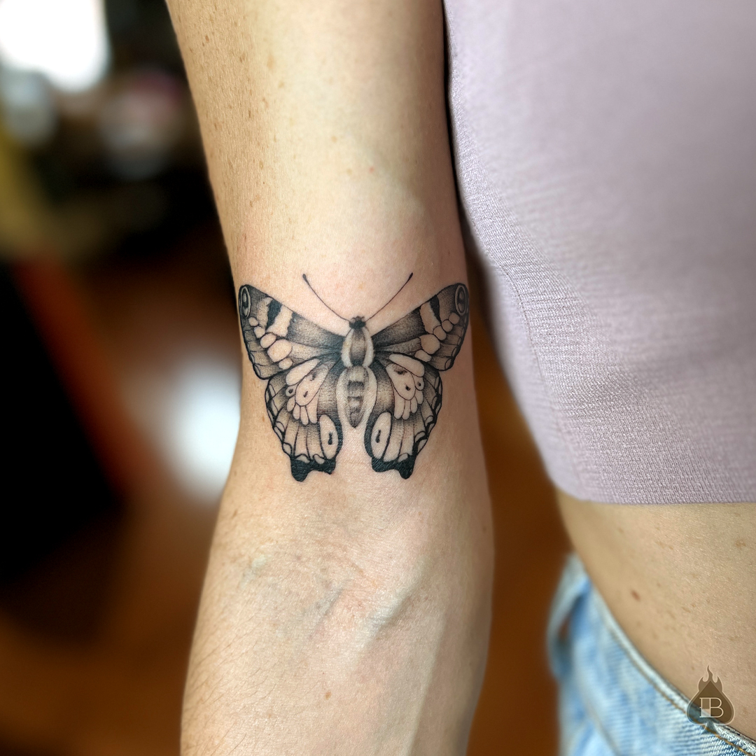 Tattoo by @brikrangeltattoo — black_and_grey, dotwork