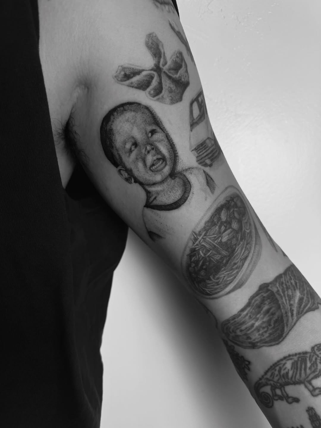 Tattoo by @tiannaos — realism, black_and_grey