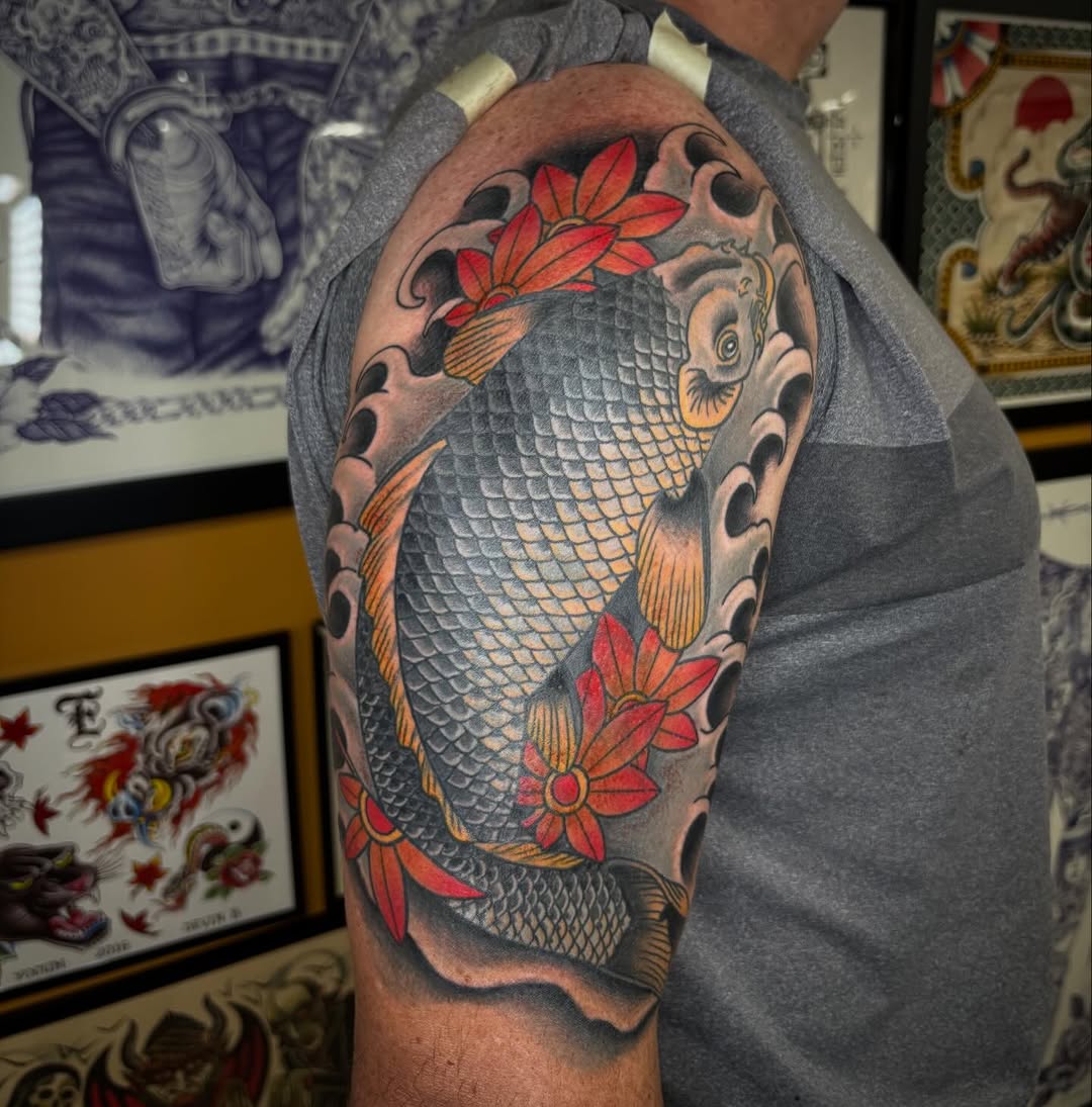 Tattoo by @aleenahkentattoo — japanese_irezumi, black_and_grey