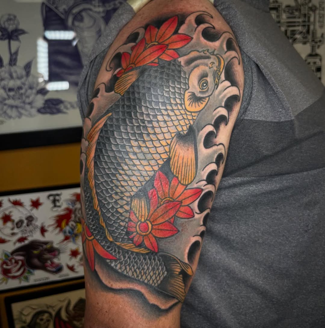 Tattoo by @aleenahkentattoo — japanese_irezumi, black_and_grey