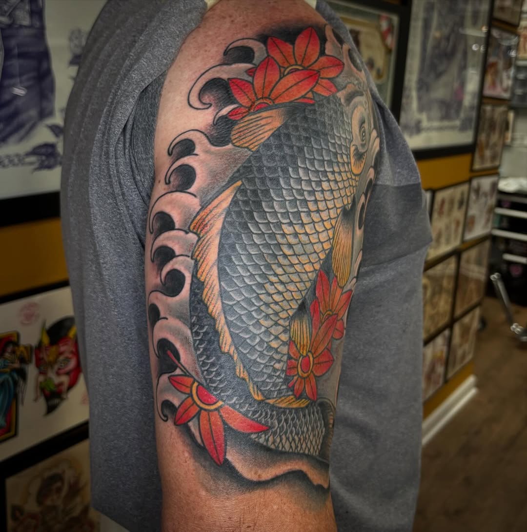 Tattoo by @aleenahkentattoo — japanese_irezumi, black_and_grey