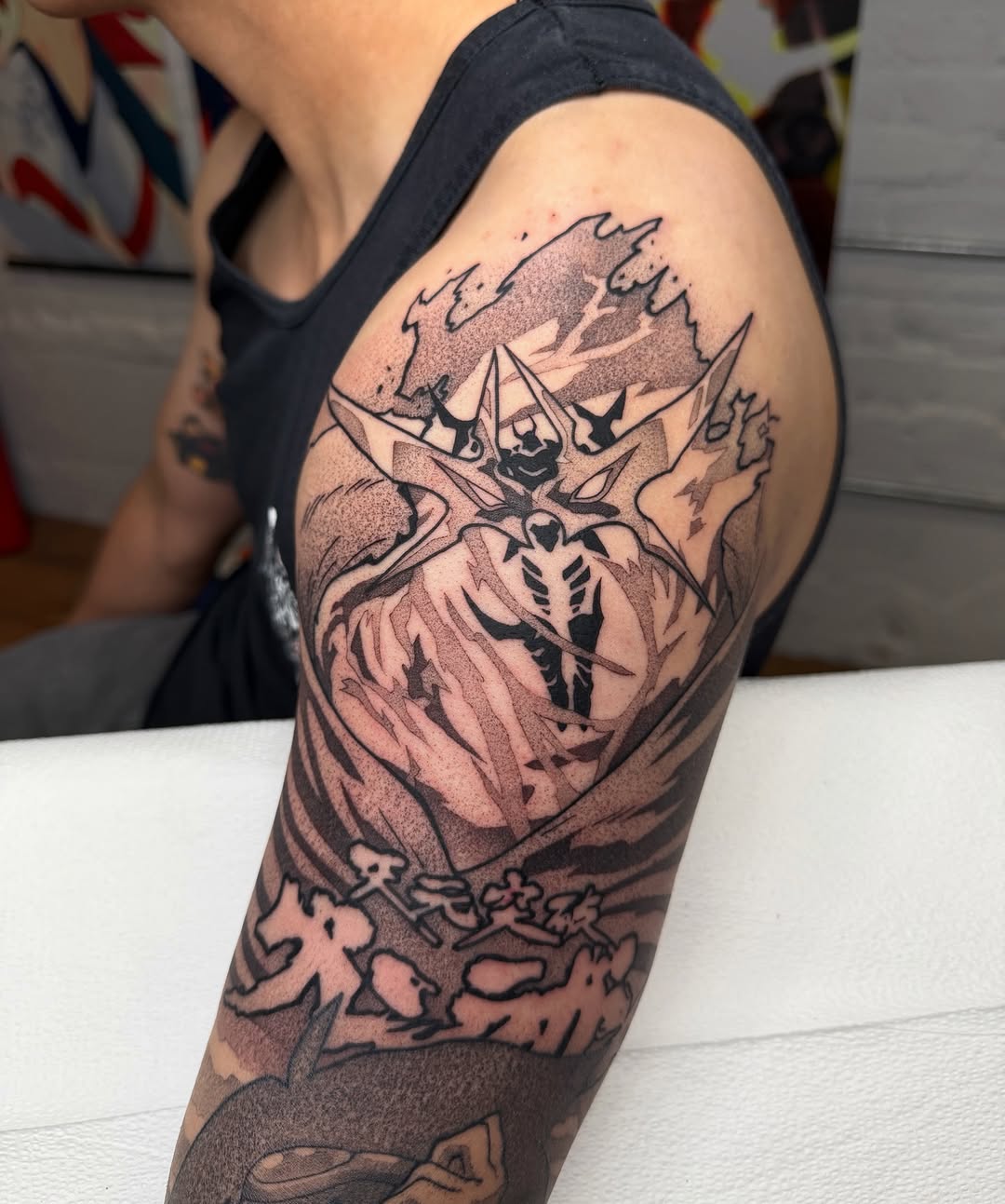Tattoo by @z__tattoos — black_and_grey, anime
