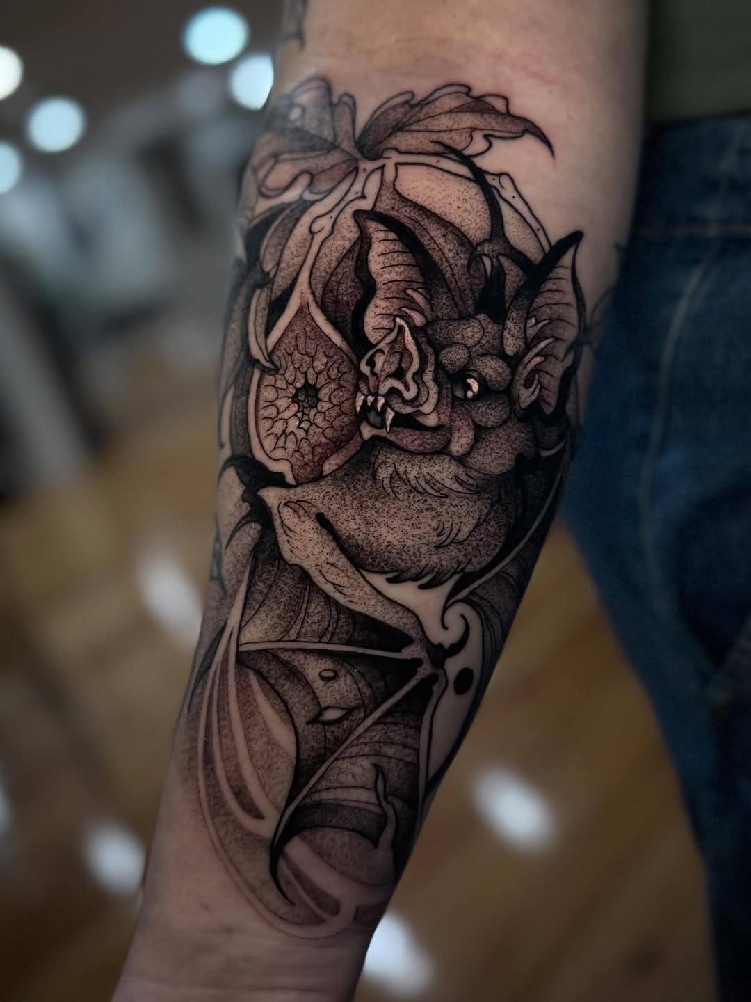 Tattoo by @lauren.tattoos — black_and_grey, dotwork