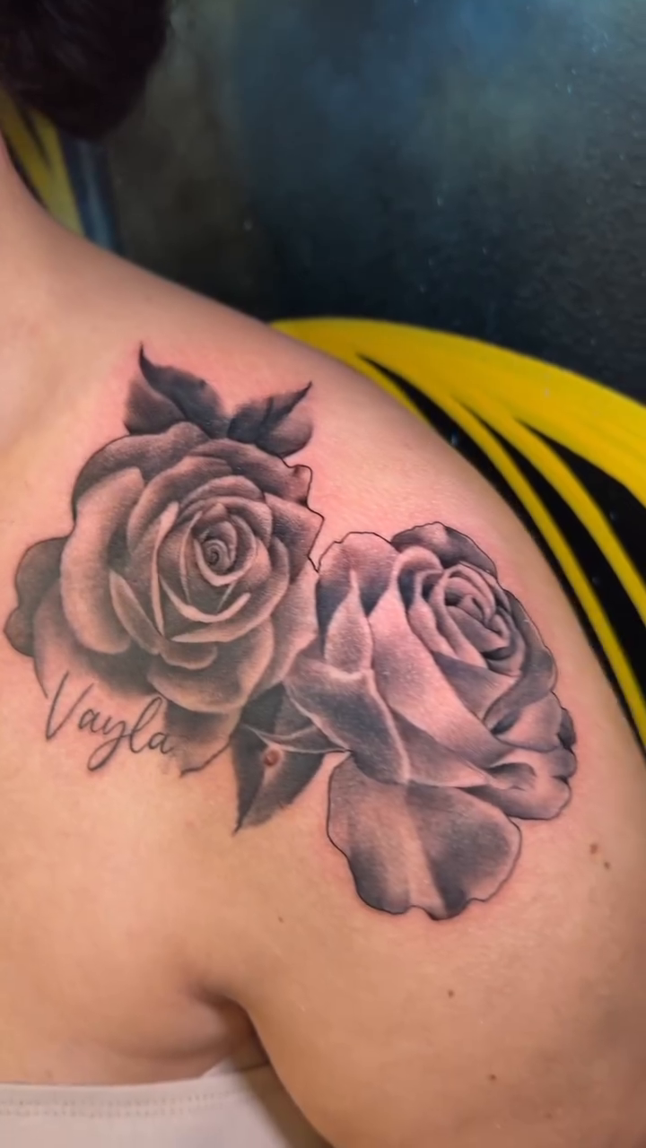 Tattoo by @brikrangeltattoo — black_and_grey, realism