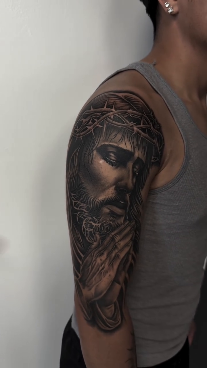 Tattoo by @donhugotattoo โ realism, black_and_grey