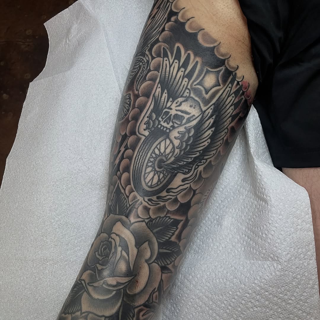 Tattoo by @tattoosbychrismikesell — american_traditional, black_and_grey